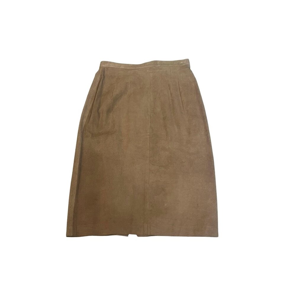 vintage‎ 80's Pia Rucci fine suede safari or western style skirt suit beige sz 8 - Picture 8 of 9